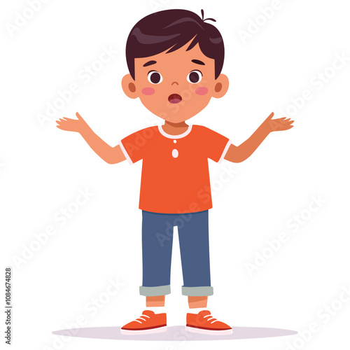 Portrait of a boy with a confused pose