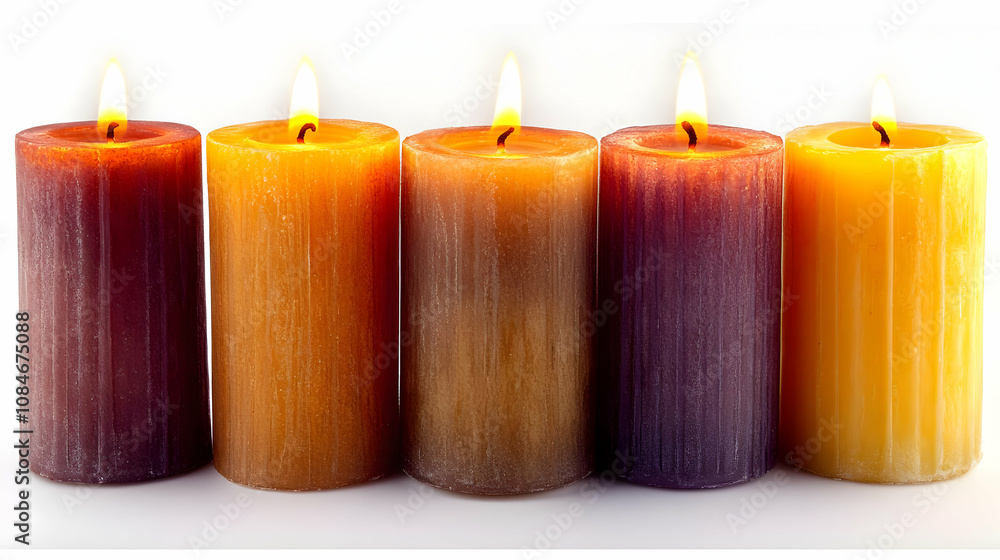 Five Burning Candles in a Row - Photo Five Burning Candles in a Row - Photo