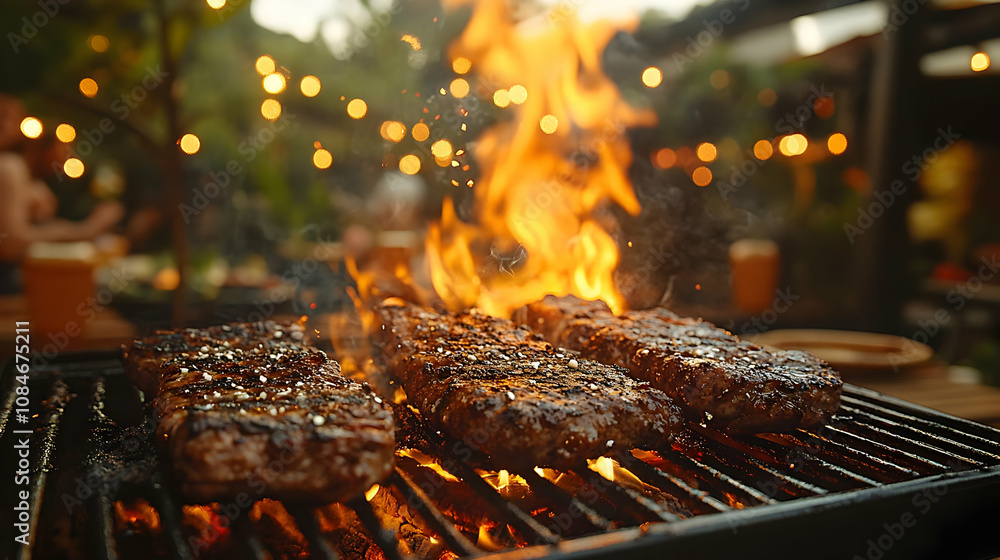 Grilled Steaks on a Barbecue Grill Grilled Steaks on a Barbecue Grill