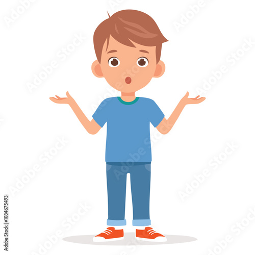 Portrait of a boy with a confused pose