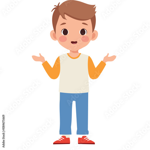Portrait of a boy with a confused pose