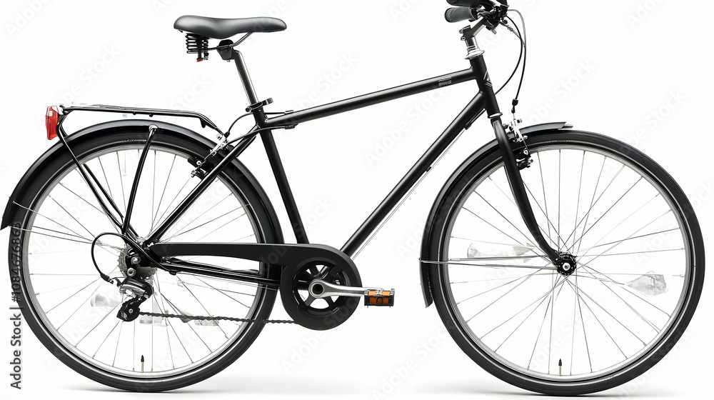 Black Bicycle with Fenders and Rack Illustration Black Bicycle with Fenders and Rack Illustration