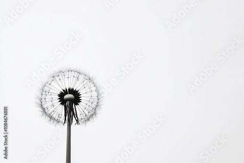 Wallpaper Mural Minimalist Dandelion Structure Against a White Background Torontodigital.ca