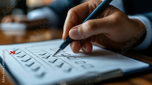 Wallpaper Mural checklist concept businessman mark checkboxes survey form check marks on checklist filling online form and answering questions list options business employee security procedures followed offic Torontodigital.ca