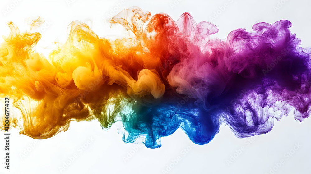 Abstract Colorful Ink Swirls on White Background Abstract Colorful Ink Swirls on White Background