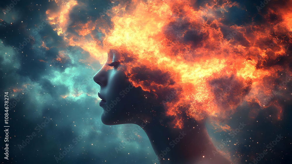 Fiery Cosmic Woman - Digital Art Illustration Fiery Cosmic Woman - Digital Art Illustration