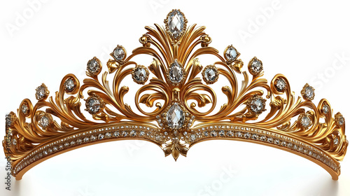 Gold Crown with Diamonds - 3D Illustration