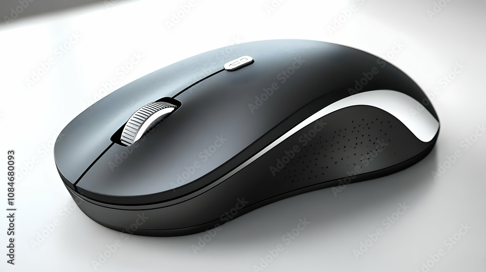 Black Wireless Computer Mouse - Realistic Image Black Wireless Computer Mouse - Realistic Image
