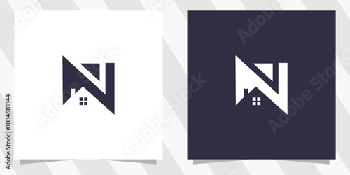 letter n with home logo design