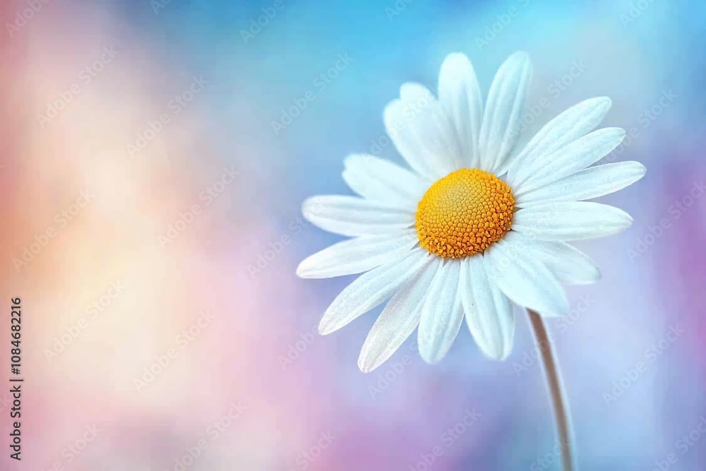 A Beautiful Daisy Against a Soft Colorful Background A Beautiful Daisy Against a Soft Colorful Background