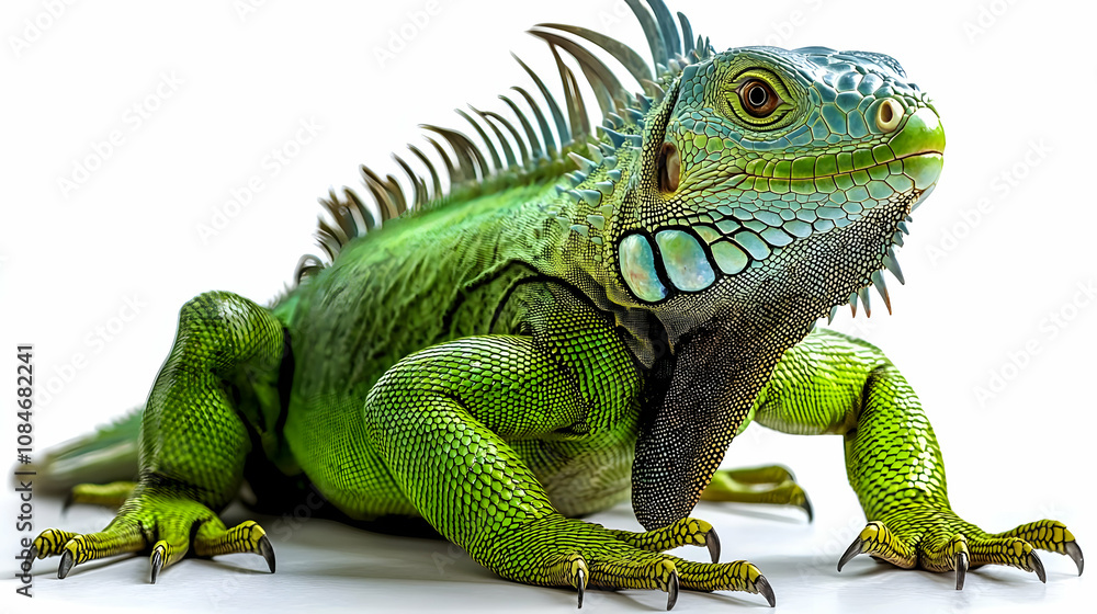 Obraz premium Green Iguana Lizard Close Up Photo