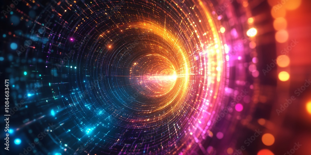 Colorful Swirling Patterns of Light and Energy Create a Mesmerizing Digital Vortex in a Dark Background, Capturing the Essence of Movement and Rhythm in the Universe Colorful Swirling Patterns of Light and Energy Create a Mesmerizing Digital Vortex in a Dark Background, Capturing the Essence of Movement and Rhythm in the Universe