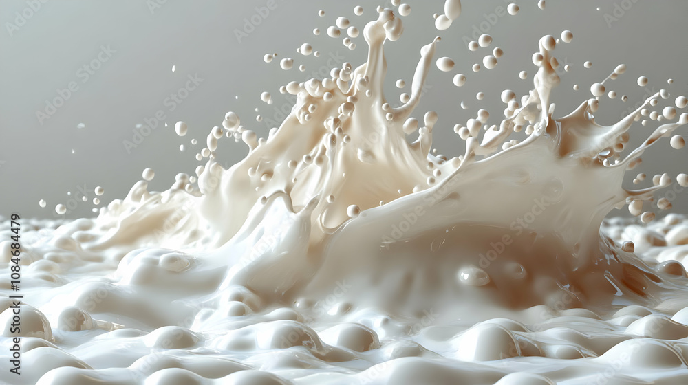 Creamy White Liquid Splash 3D Illustration Creamy White Liquid Splash 3D Illustration