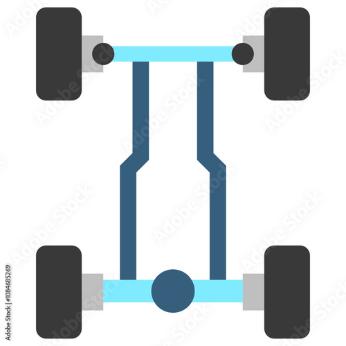 Axle flat color icon. use for modern concept, print, UI, UX kit, web and app development. Vector EPS 10, related to car service, auto garage, car spare part.