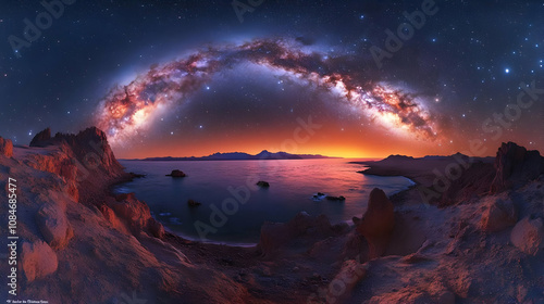 Milky Way Over Mountains and Sea - Landscape