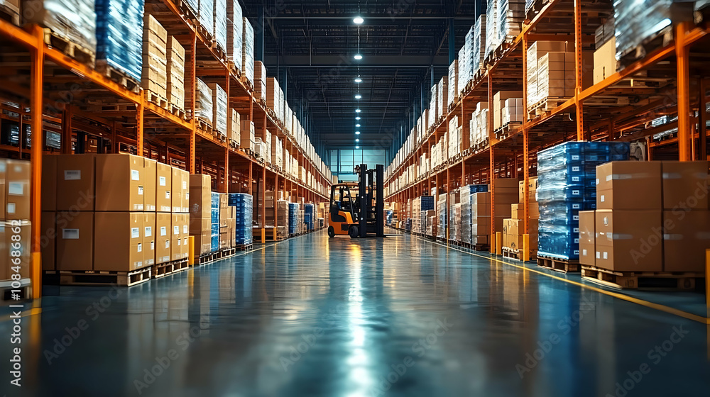 Warehouse Interior with Forklift - Realistic Image Warehouse Interior with Forklift - Realistic Image
