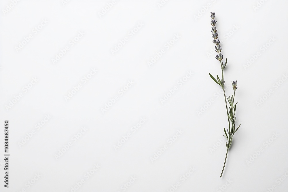 Delicate Lavender Branch on Minimalist Background Delicate Lavender Branch on Minimalist Background