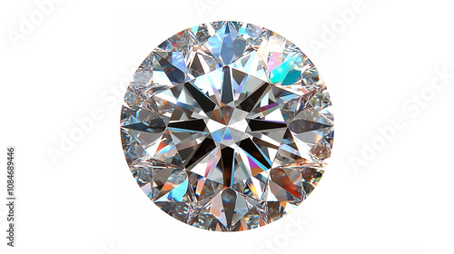 Diamond, brilliant cut, sparkling, facets, gemstone, clarity, light refraction, precision, luxury, jewelry, precious stone, transparent, round, symmetrical, colorful reflections, high detail, photorea photo