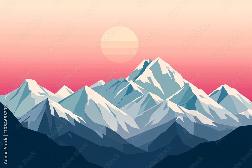 Serene Mountain Landscape at Sunset with Soft Gradient Colors Serene Mountain Landscape at Sunset with Soft Gradient Colors