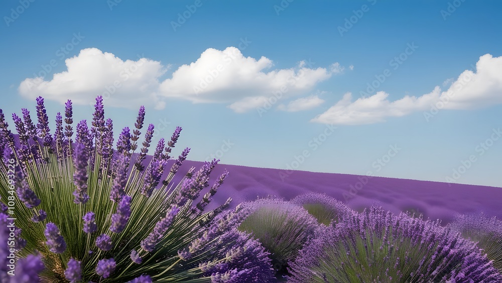 Fototapeta premium ranquil Field of Lavender in Full Bloom Under a Cloudless Sky