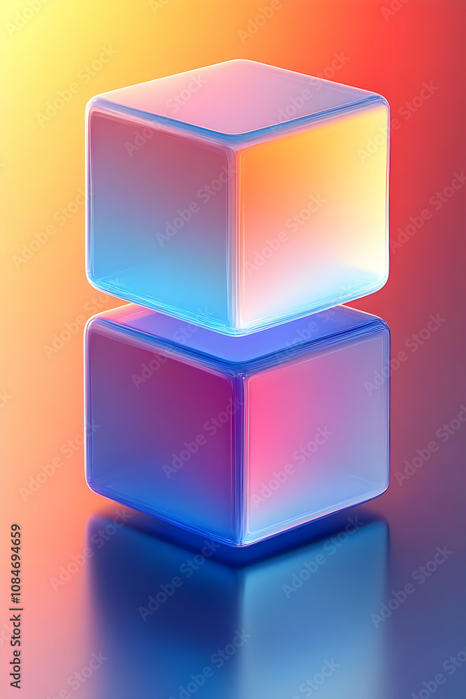 Stacked Glass Cubes 3D Illustration Stacked Glass Cubes 3D Illustration