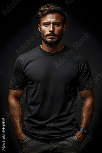 Portrait of a Man in a Black T-Shirt