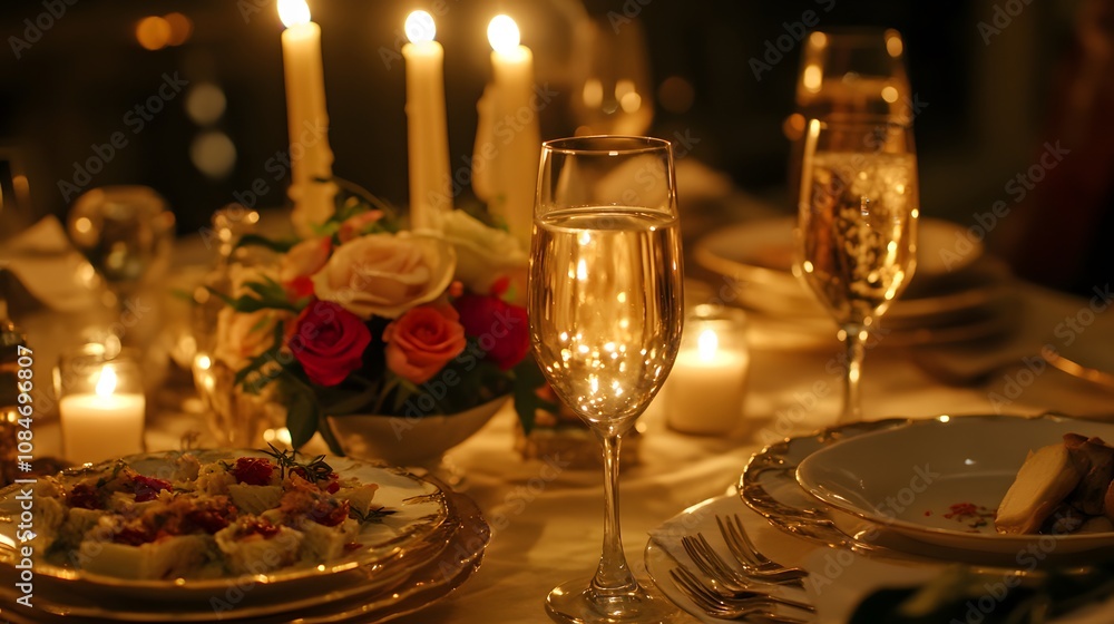 A romantic dinner with candlelight fine table A romantic dinner with candlelight fine table