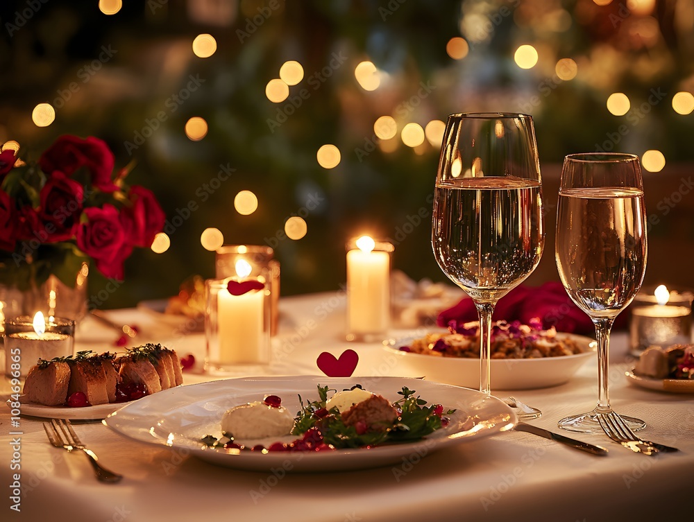 A romantic dinner with candlelight fine table A romantic dinner with candlelight fine table