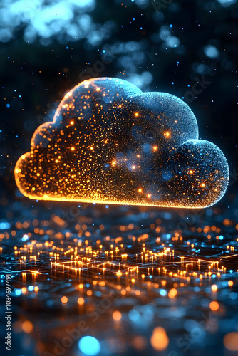 Abstract Cloud Network 3D Illustration photo