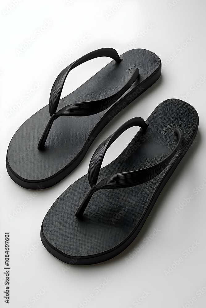 Black Leather Thong Sandals 3D Illustration Black Leather Thong Sandals 3D Illustration