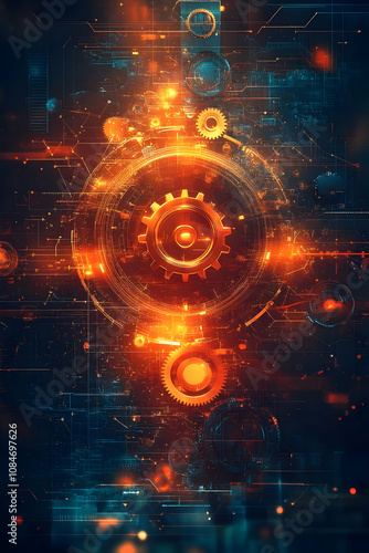 Abstract Technology Background with Gears