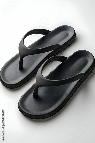 Black Rubber Flip Flops Product Photography