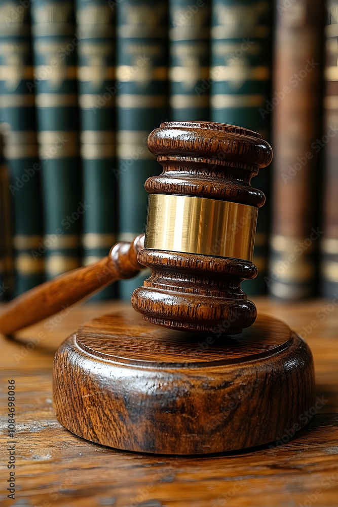 Wooden Gavel on Sound Block - Realistic Image Wooden Gavel on Sound Block - Realistic Image