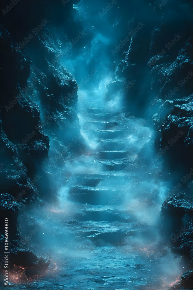 Fantasy Blue Foggy Path Illustration Fantasy Blue Foggy Path Illustration