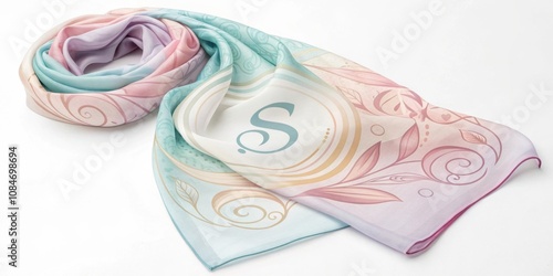 Stylish Scarf A lightweight flowing scarf featuring a delicate s motif in pastel colors. It can be worn as an accessory to add warmth and style to any holiday outfit. photo