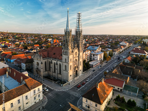 Church of St. Gerhard, Vrsac, Serbia - aerial view photo