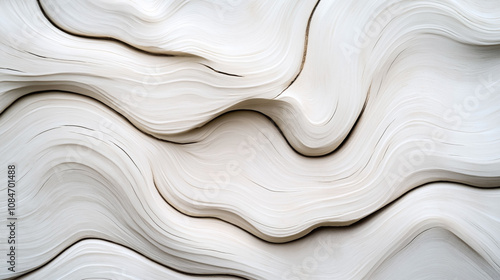 Abstract close-up of textured, layered white waves resembling smooth rock or paper with flowing, curvilinear patterns.
