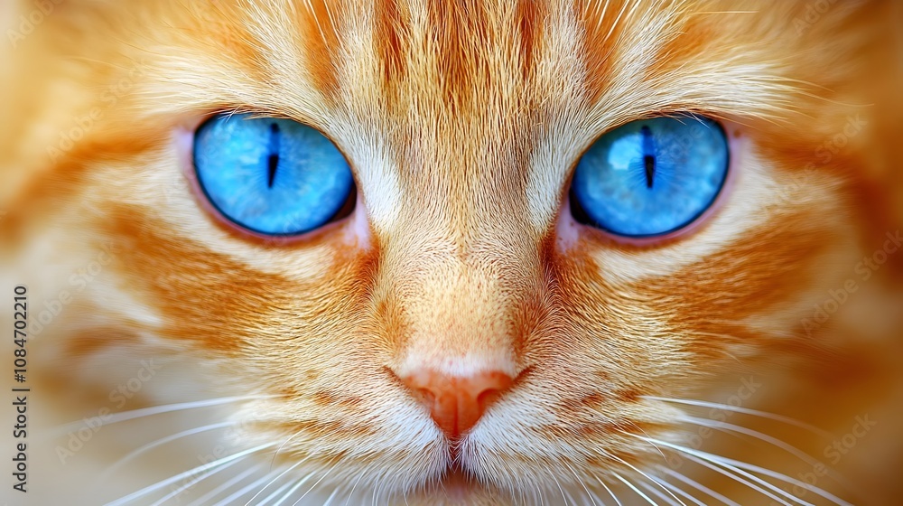 Close up of Orange Cat with Bright Blue Eyes Close up of Orange Cat with Bright Blue Eyes