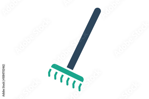 Rake icon. solid icon style. icon related to gardening. gardening tools elements vector illustration photo