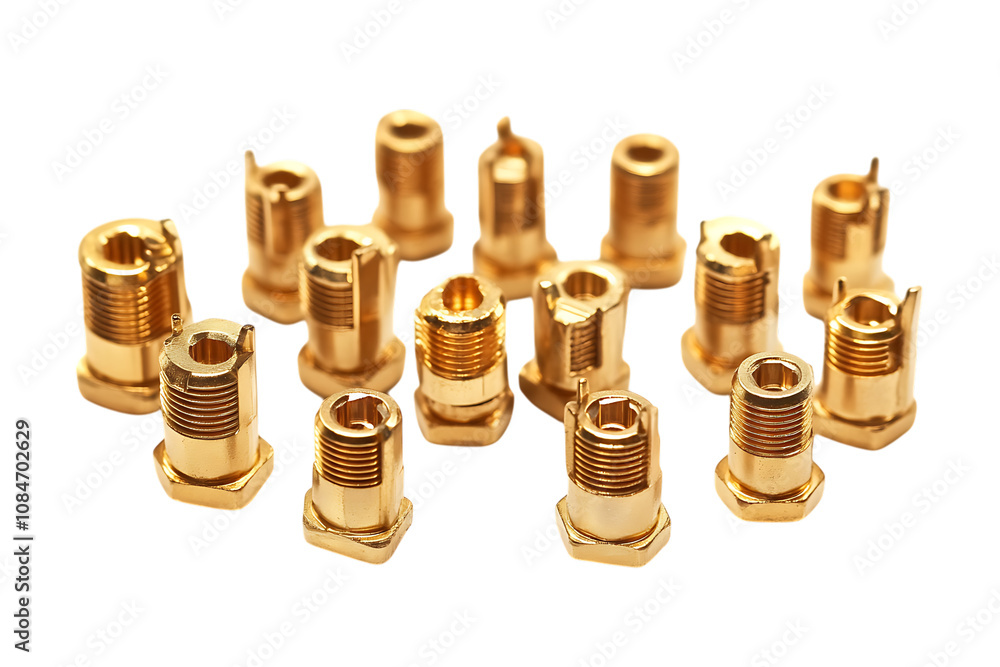 High-frequency SMA connectors Gold plated pins isolated png on a transparent background High-frequency SMA connectors Gold plated pins isolated png on a transparent background