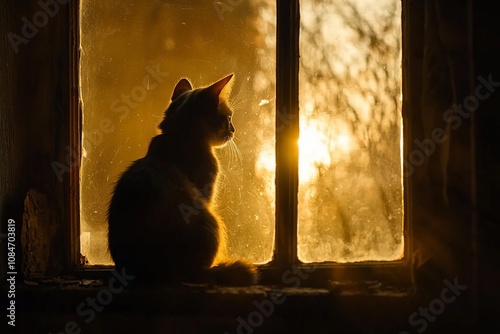 Cat Silhouette Against a Sunset: A Moment of Serenity