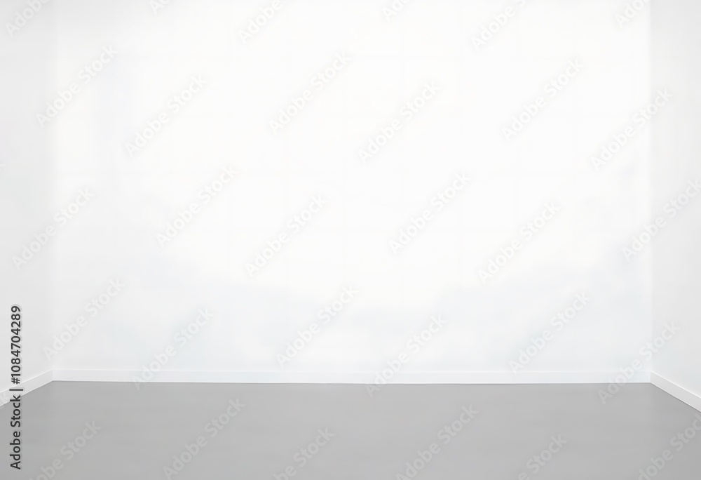 A minimalist, empty room with a single, solid white wall A minimalist, empty room with a single, solid white wall