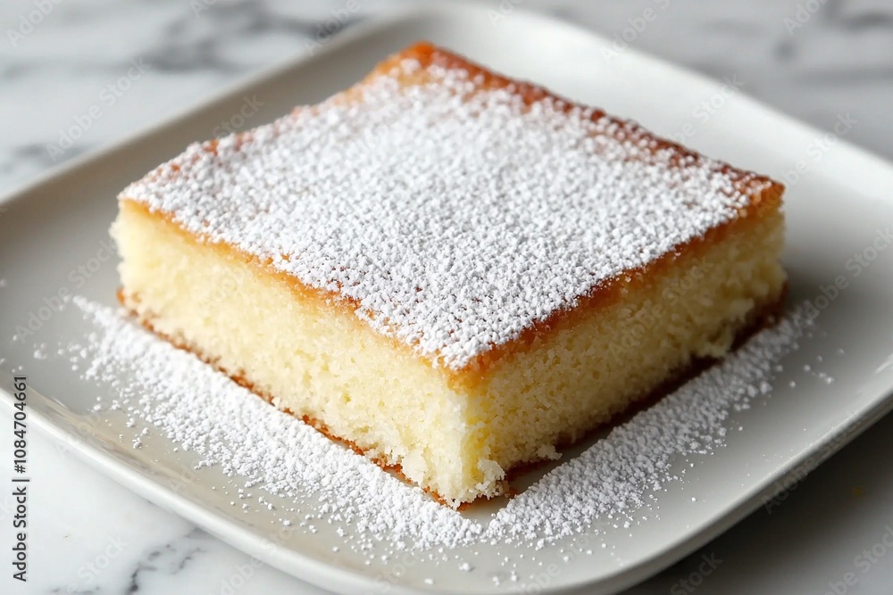 Deliciously Moist Cake Topped with Powdered Sugar Deliciously Moist Cake Topped with Powdered Sugar