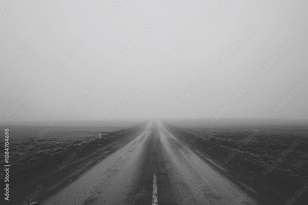 A Serene Journey Through Fog: The Endless Road Ahead A Serene Journey Through Fog: The Endless Road Ahead