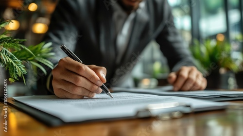 terms of use business concept businessman sign and terms of use and reading terms and conditions of website or service before clicking button agree and accept or decline online banking