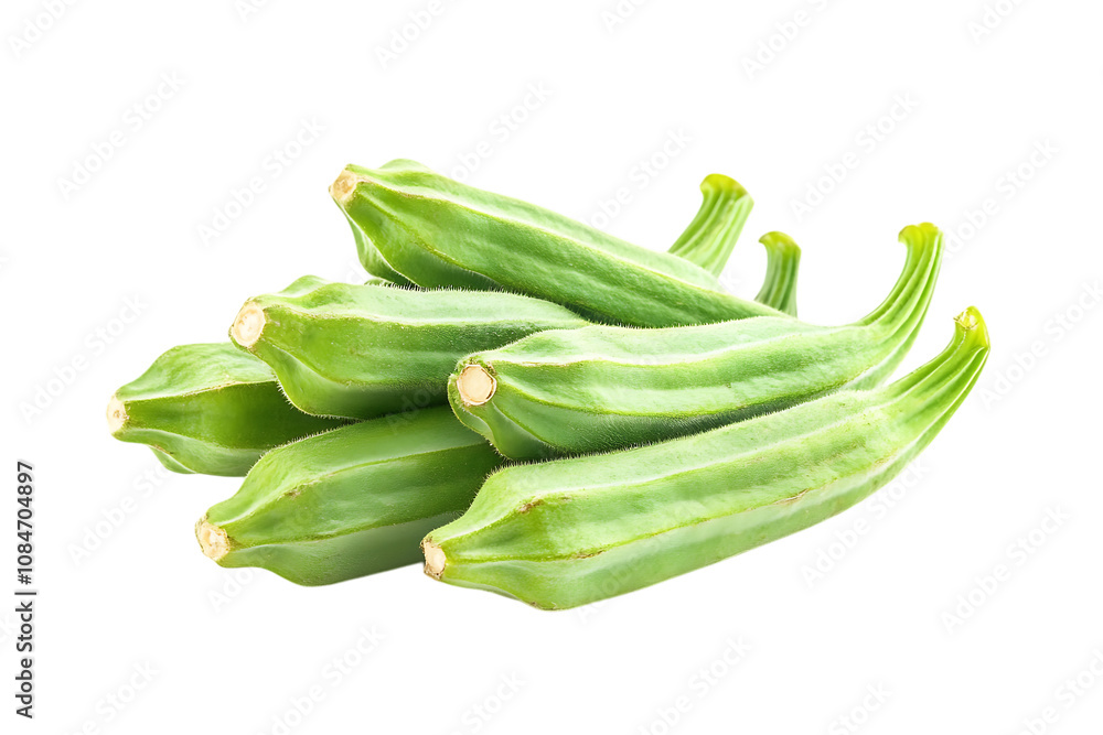 Fresh okra or green roselle isolated png on a transparent background Fresh okra or green roselle isolated png on a transparent background