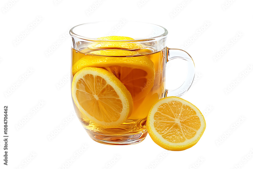 Glass of lemon tea isolated png on a transparent background Glass of lemon tea isolated png on a transparent background