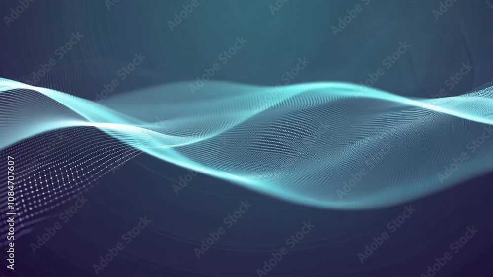 Abstract Waves in Blue Sound and Data Flow Creating Movement and Tranquility in Digital Background