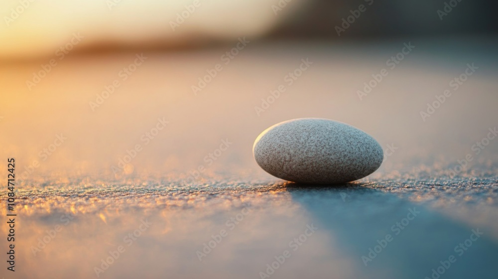 Single white stone on a beach at sunset. Single white stone on a beach at sunset.