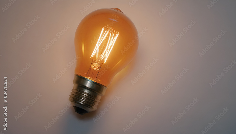 orange light bulb laying on a white background orange light bulb laying on a white background